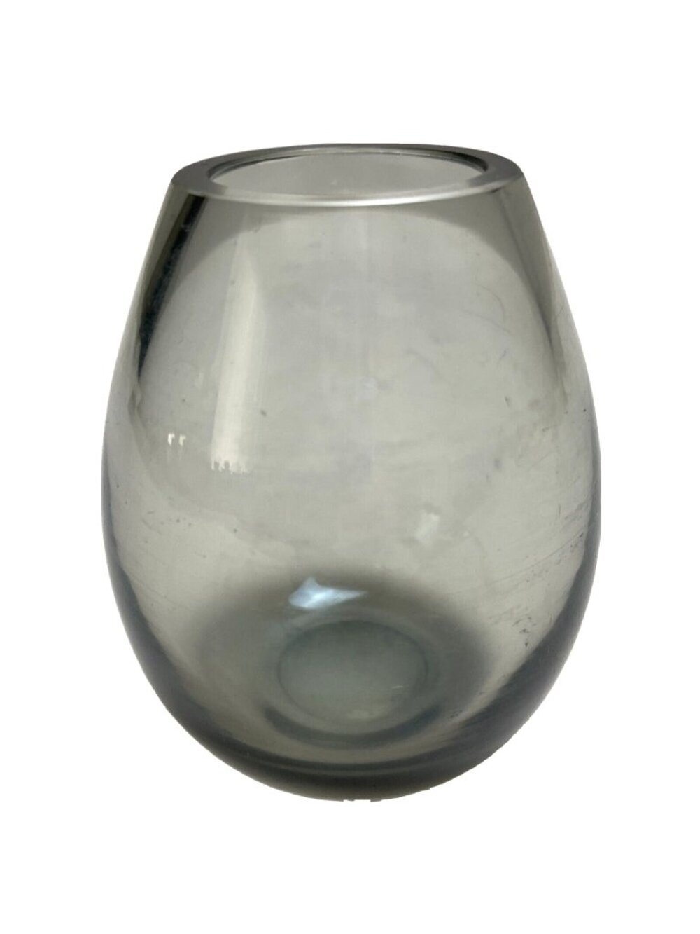 Holmgaard Per Lutken Smoked Gray Glass MCM Vintage Cup Vase Etched Signature 4"